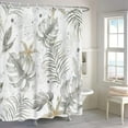 thumbnail image 1 of Grey Plant Shower Curtain, Modern Monstera Palm Leaves Bathroom Curtain, French Grey Botanical Shower Curtain Set with 12 Hooks for Bathroom, 72Wx72L inch, 1 of 6