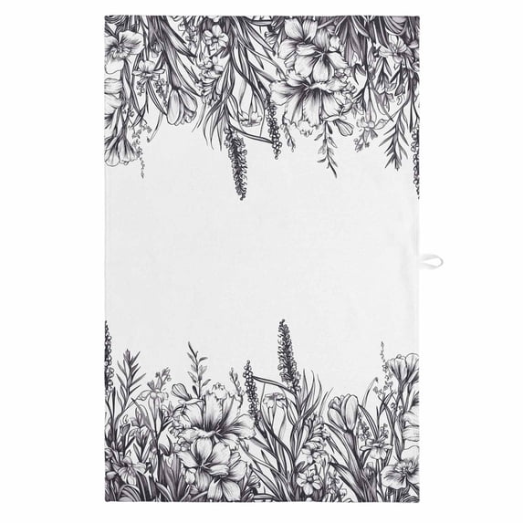Grey Plants 1 Pack Kitchen Towel, Water Absorbent Dish Towel, Lavender Floral Spring Wildflower White Decorative Hand Towels - Quick Drying Cloth for Cooking Baking, 18x28 Inch