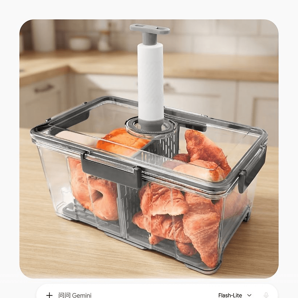 Grey Plastic Rectangular Bread Storage Container, Large 7.5-Liter ...