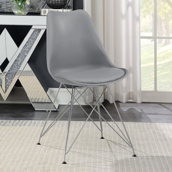 Grey Plastic Side Chairs with Solid Back / Perfect for Contemporary Dining