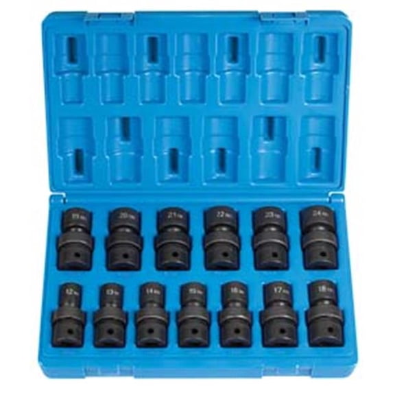 Grey Pneumatic 1/2'' Drive 13 Pieces 12 Point Standard Metric Univ. Set