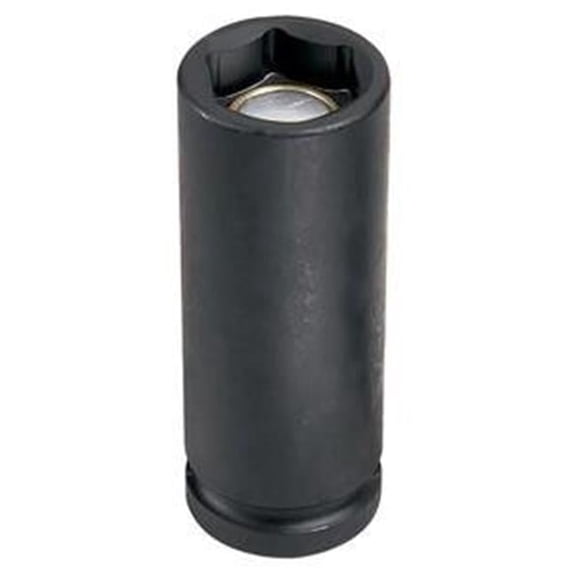 Grey Pneumatic 10 mm Deep Magnetic Socket - Grey - 0.5 in. Drive - Durable Steel Construction
