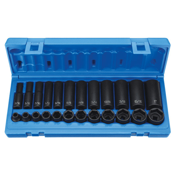 Grey Pneumatic 1224RD Impact Socket Set Standard And Deep Length With Case