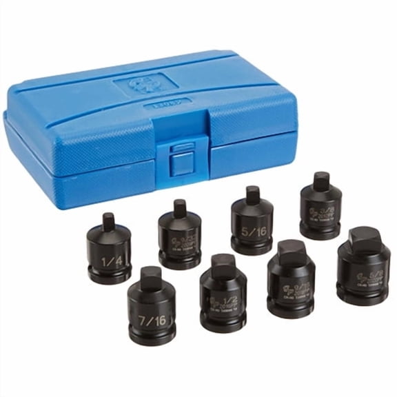 Grey Pneumatic 1/2" Drive Standard Length Pipe Plug Impact Socket Set 8pcs