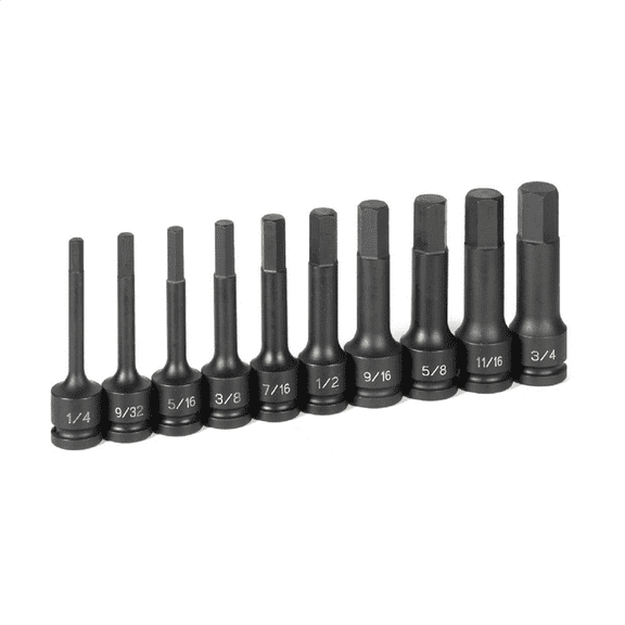 Grey Pneumatic 1340H 1/2" Drive 10 Pc. 4" Length Fractional Hex Driver Set
