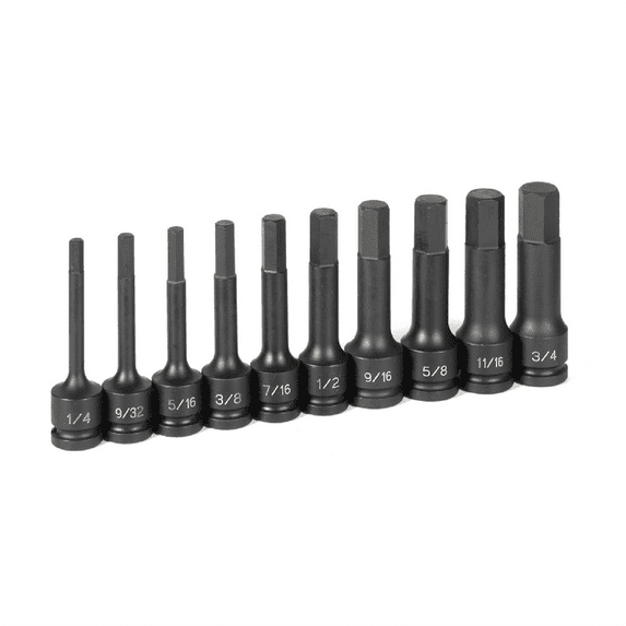 Grey Pneumatic 1340H 1/2" Drive 10 Pc. 4" Length Fractional Hex Driver Set