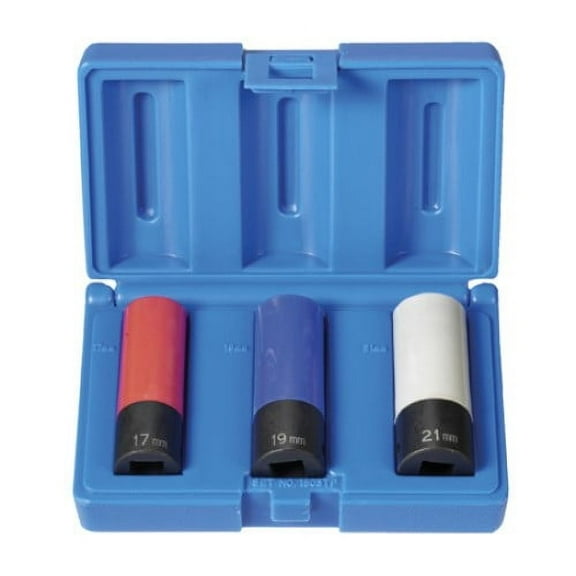 Grey Pneumatic 1503TP 1/2" Drive Deep Length Protector Impact Socket Set, 3 Pc