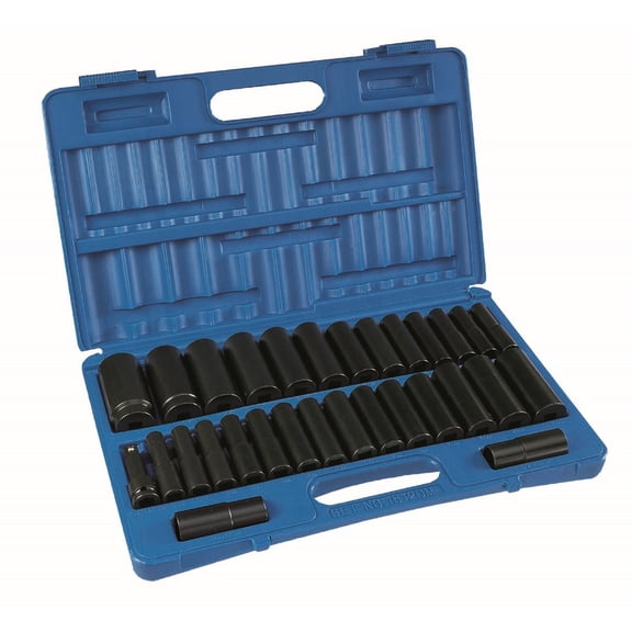 Grey Pneumatic 1512DM 30-Piece 1/2 in. Drive SAE/Metric Deep Socket Set