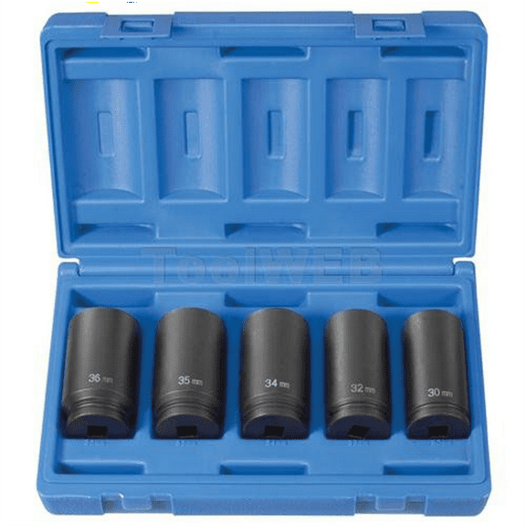 Grey Pneumatic 1705SN 5-Piece 1/2" Drive 6 Point Spindle Nut Socket Set