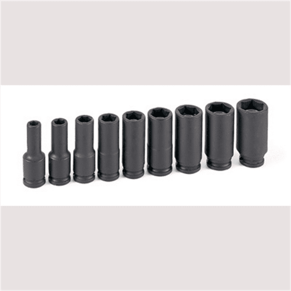Grey Pneumatic 3/8" Drive 9 Piece Deep Magnetic Impact Socket Set