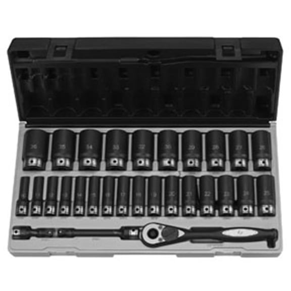Grey Pneumatic 82629MD 0.5 in. Drive 29pc Metric Deep Duo-Socket Set - 6 Pt.
