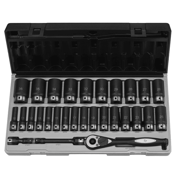 Grey Pneumatic 82629MD 1/2" Dr. 29pc Metric Deep Duo-Socket Set - 6 Pt