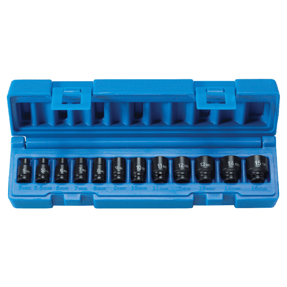 Grey Pneumatic 9712MG, 1/4-inch Chrome Finish Socket Wrench & Set, 12 Piece