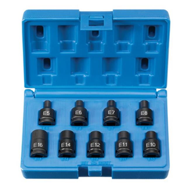 Grey Pneumatic Corp.  .38 in. Drive 9 Piece External Star Impact Socket Set - Grey
