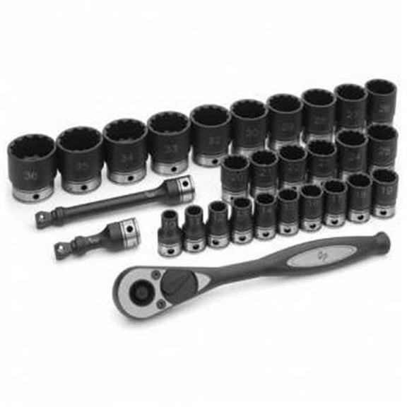 Grey Pneumatic Corp.  .50 in. Drive 12 Point Metric Duo Socket Set