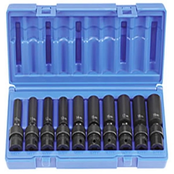 Grey Pneumatic GRY1210UMD 10 Piece .38'' Drive Deep Length Metric Universal Set