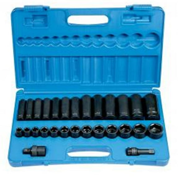 Grey Pneumatic Plus Socket 0.5 in. Drive Standard & Deep 28 Piece Set - Grey