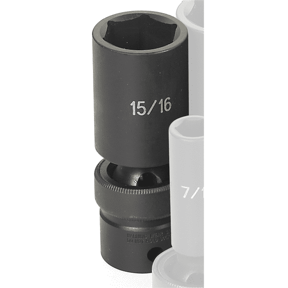 Grey Pneumatic 1/2" Drive x 15/16" Deep Universal Socket 6 Point - Black