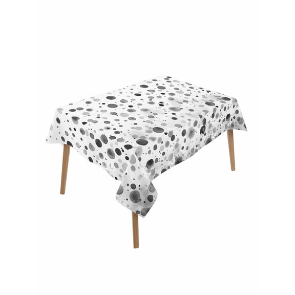 Grey Polka Dot Table Cloth, Waterproof Tablecloth for Rectangle Tables, Modern Art Abstract Watercolor Dot Reusable Washable Fabric Table Cover for Restaurant Kitchen Dining Tables 60"x84"