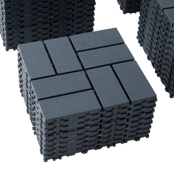 ECOBUY Interlocking Floor Mats 44 Pack Grey Polypropylene 12x12 in Deck Tiles for Patio Balcony Backyard