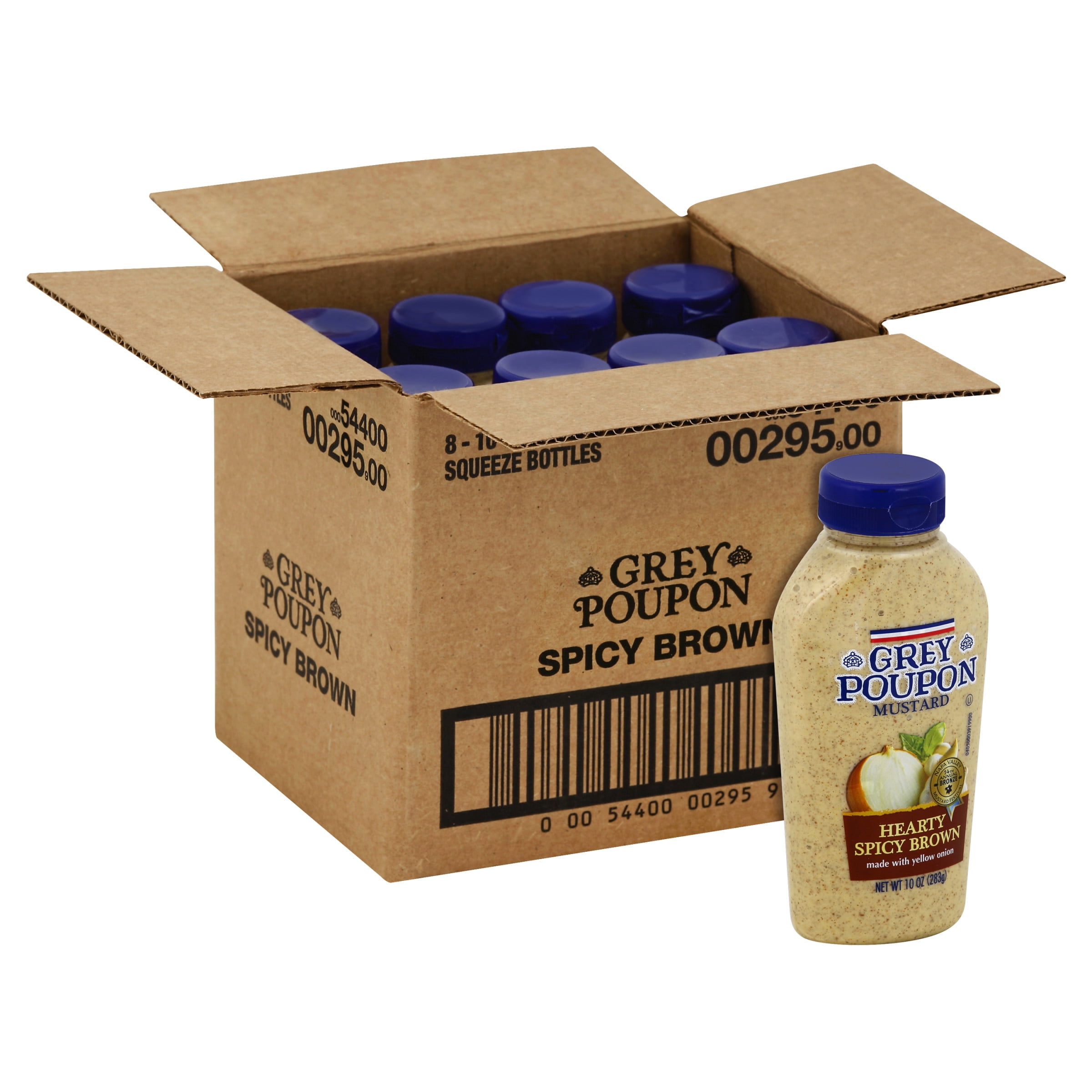 Grey Poupon 10 oz Squeeze Mustard Spicy Brown 8 Box/Carton Case