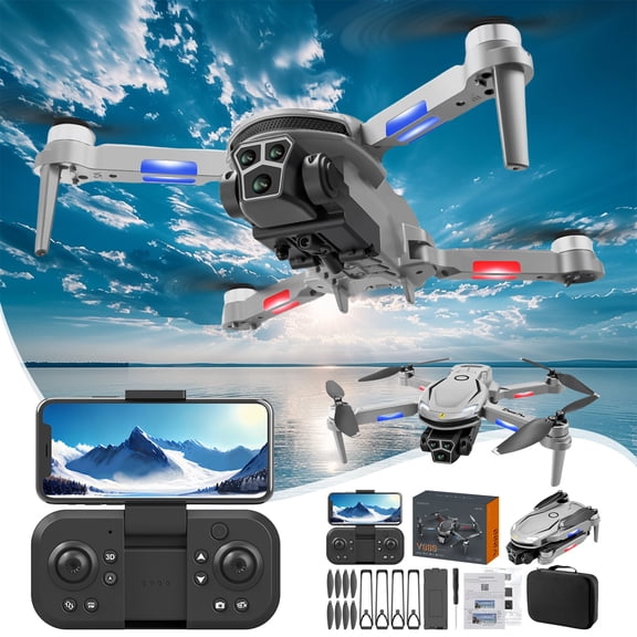 Grey Professional Drones With Obstacle Avoidance Foldable Design 15-Min Flight Time 2.4Ghz Remote Control Hd Camera And Long Range For Aerial Photography And Outdoor Adventure 10.24X9.25X2