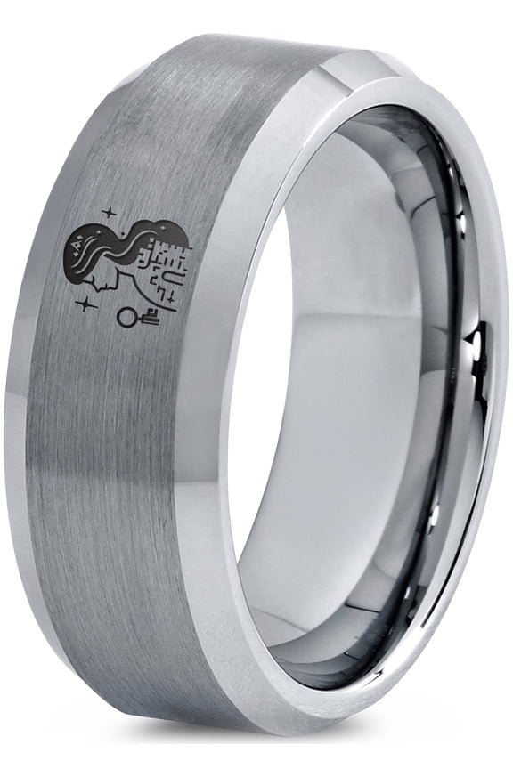 Grey Promise Ring Men Jewelry Gamer Tungsten Boyfriend Stackable Rings Set Mom 50th Birthday Gifts