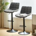 thumbnail image 1 of Grey Pu Leather Swivel Adjustable Height Bar Stool Chair For Kitchen(Set Of 2), 1 of 8