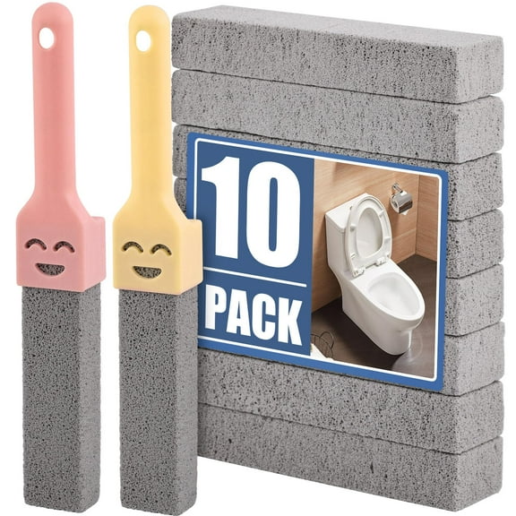 Grey Pumice Stone Cleaner,Toilet Brush for bathroom,8 Packs Pumice Stone with 2 Universal Handle