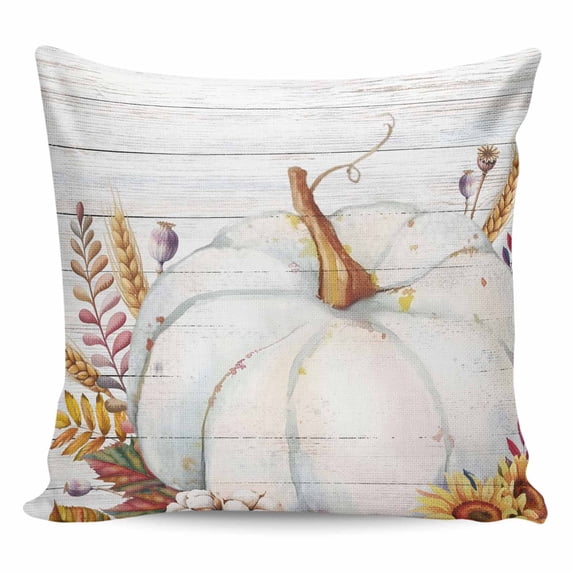 Grey Pumpkins Fall Pillow Covers 16x16 Inch Decorative Throw Pillow Cover, Botanical Thanksgiving Maple Leaf Vintage Sofa Pillowcases Accent Cushion Case Home Decor Bedroom Living Room