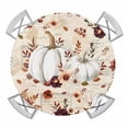 thumbnail image 1 of Grey Pumpkins Fall Round Tablecloth for 55-60 Inch Tables, Fitted Table Cover with Elastic Edge, Botanical Thanksgiving Floral Waterproof Outdoor Table Cloth Protector for Patio Garden Dinner Picnic, 1 of 9