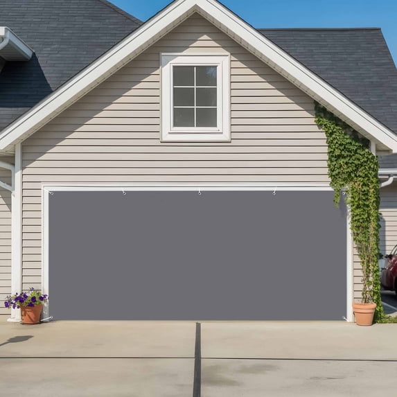 Grey Pure Color Garage Door Cover Banner 6 x 13 FT, Aesthetics Contemporary Luxury Garage Door Curtains Backdrop with Grommets for Indoor Outdoor Wall Party Porch Yard Decorations Background