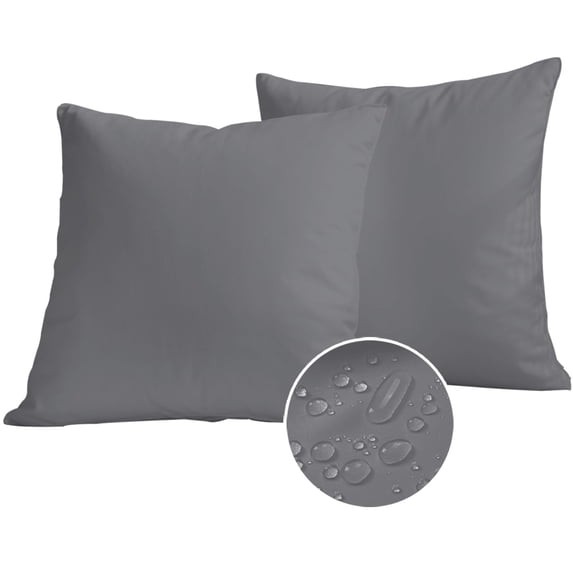 Grey Pure Color Outdoor Pillow Covers 20x20 Set of 2,Waterproof Patio Throw Pillowcase Protectors,Aesthetics Contemporary Luxury Square Decorative Pillow Shams Cushion Covers for Seat Bed Couch Sofa
