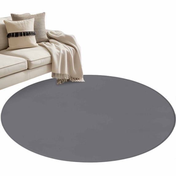 Grey Pure Color Round Area Rugs Collection 3.3', Aesthetics Contemporary Luxury Non Slip Indoor Circular Throw Runner Rug Floor Mat Carpet for Living Room Dining Table Bedroom Nursery