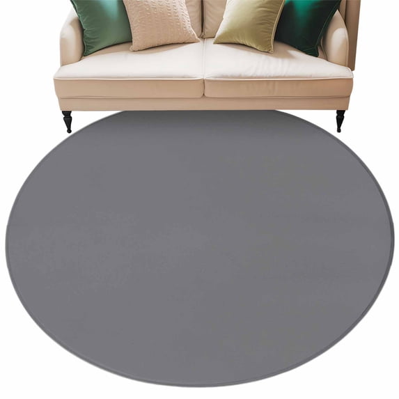 Grey Pure Color Round Area Rugs Collection 7', Aesthetics Contemporary Luxury Non Slip Indoor Circular Throw Runner Rug Floor Mat Carpet for Living Room Dining Table Bedroom Nursery
