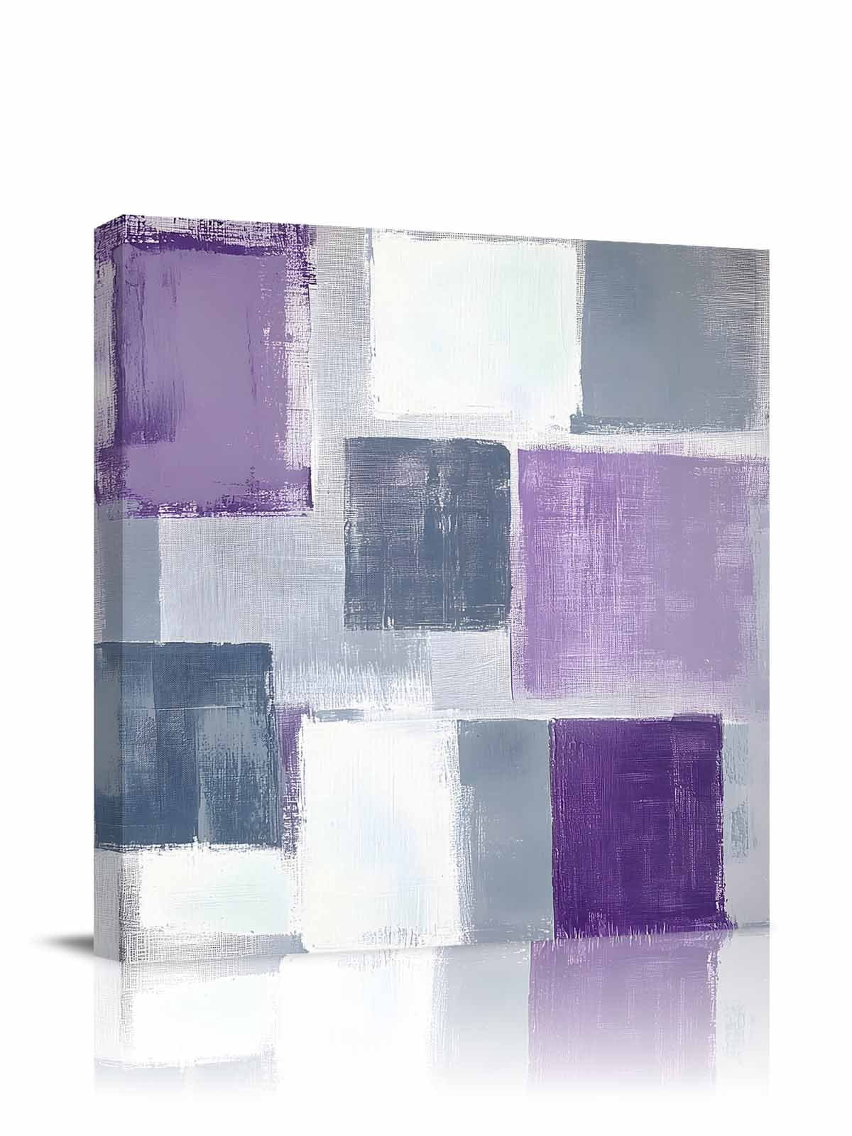 Grey Purple Canvas Wall Art, Graffiti Art Abstract Mottled Color Block Modern Framed Wall Decor Modern Artwork Prints Painting for Living Room, Bedroom, Kitchen & Cafe Decor 12x12 Inch