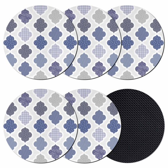 Grey Purple Moroccan Coasters Set of 6, Absorbent Coasters for Drinks, Retro Bohemia Geometric Pattern Coaster for Desk Coffee Table Protection, Home Decor House Warming Gifts 4"