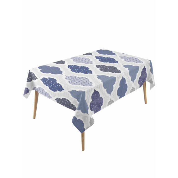 Grey Purple Moroccan Rectangle Tablecloth, Retro Bohemia Geometric Pattern Waterproof & StainResistant Tablecloth, Washable Oil-proof Table Cover for Dining/Party/Wedding/Camping/Buffet 54x108 In