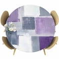 thumbnail image 1 of Grey Purple Round Fitted Table Cover Graffiti Art Abstract Mottled Color Block Modern Waterproof Table Cloth with Elastic Edge Wipeable Tablecloth for Picnic Camping Party Fits 55"-60" Diameter, 1 of 8