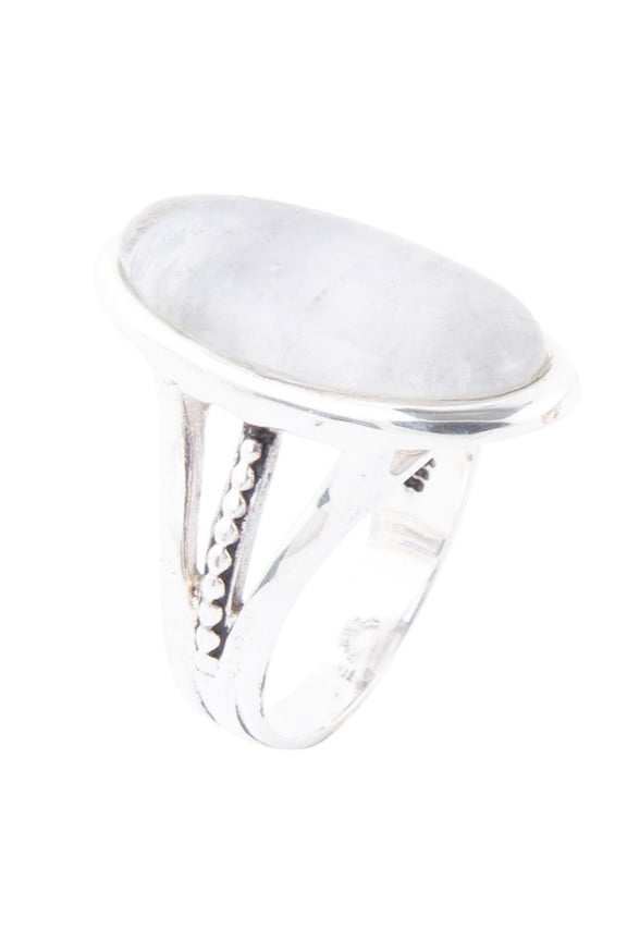 Grey Quartz and Sterling Silver Oval Ring