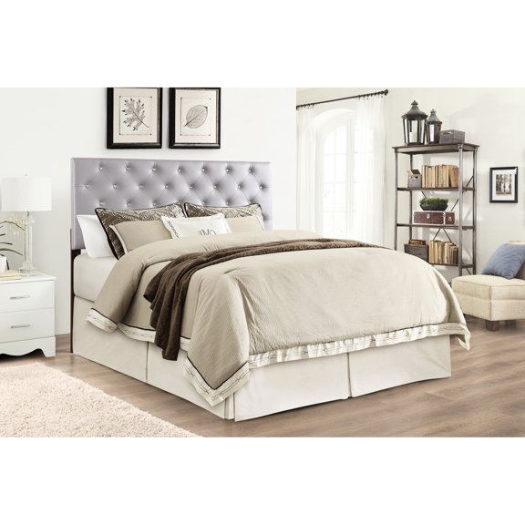 Grey Queen Bed Head - Adjustable 41 To 53 Inches Height Faux Leather Cover For Simple Maintenance In Color Headboard With Button Tufting Comfortable And Stylish