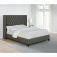 thumbnail image 1 of Lendra Grey Queen Panel Bed with Wingback Headboard and Tufted Accents, 1 of 9