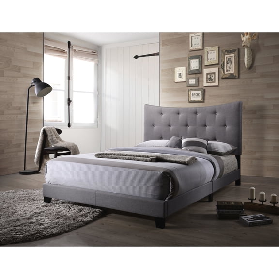 Grey Queen Size Bed - Classic Design with Footboard - Bedroom Use - Soft & Firm Bed