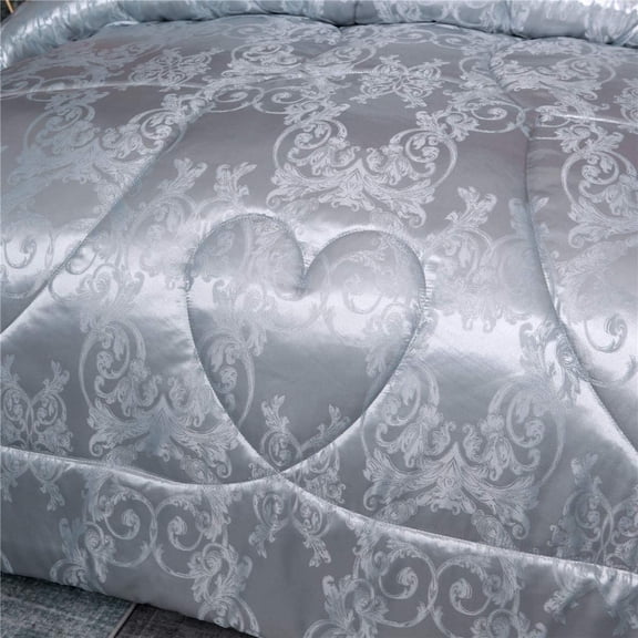 Grey Queen Size Comforter Sets All Season Silver Bedding Lightweight Comforter for Queen Bed Silk Quilt Microfiber Comforter Set Blanket Matching 2 Pillow Shams