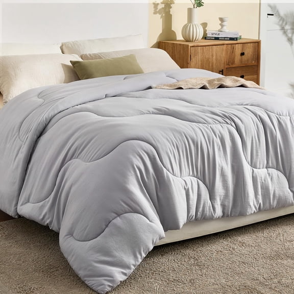 Grey Queen Size Down Alternative Comforter Duvet Insert For All Seasons