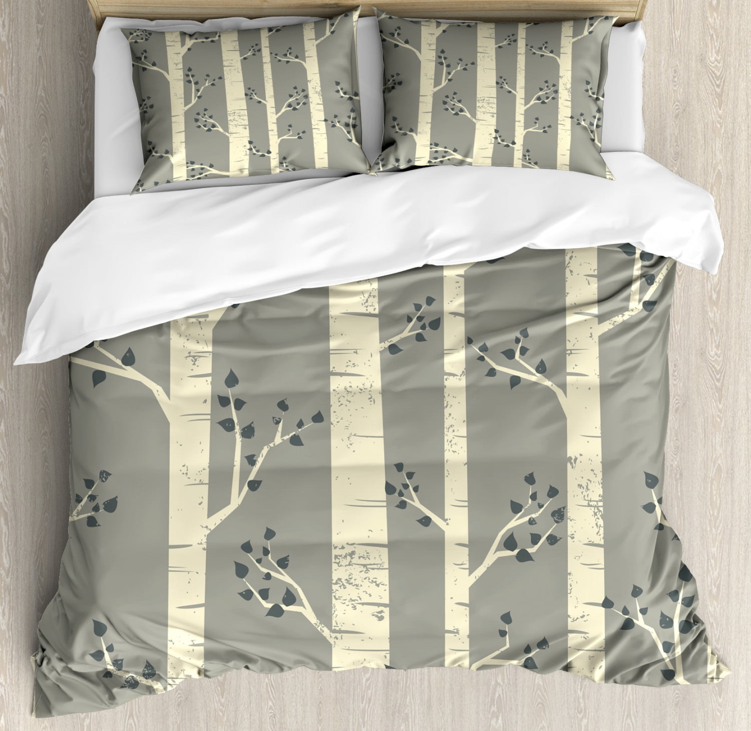 Queen Size Bamboo Print Microfiber Duvet Cover Set