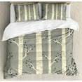 thumbnail image 1 of Grey Queen Size Duvet Cover Set, Birch Tree Branches Vintage Bohemian Contemporary Illustration of Nature, Decorative 3 Piece Bedding Set with 2 Pillow Shams, Warm Taupe Pale Yellow, by Ambesonne, 1 of 3