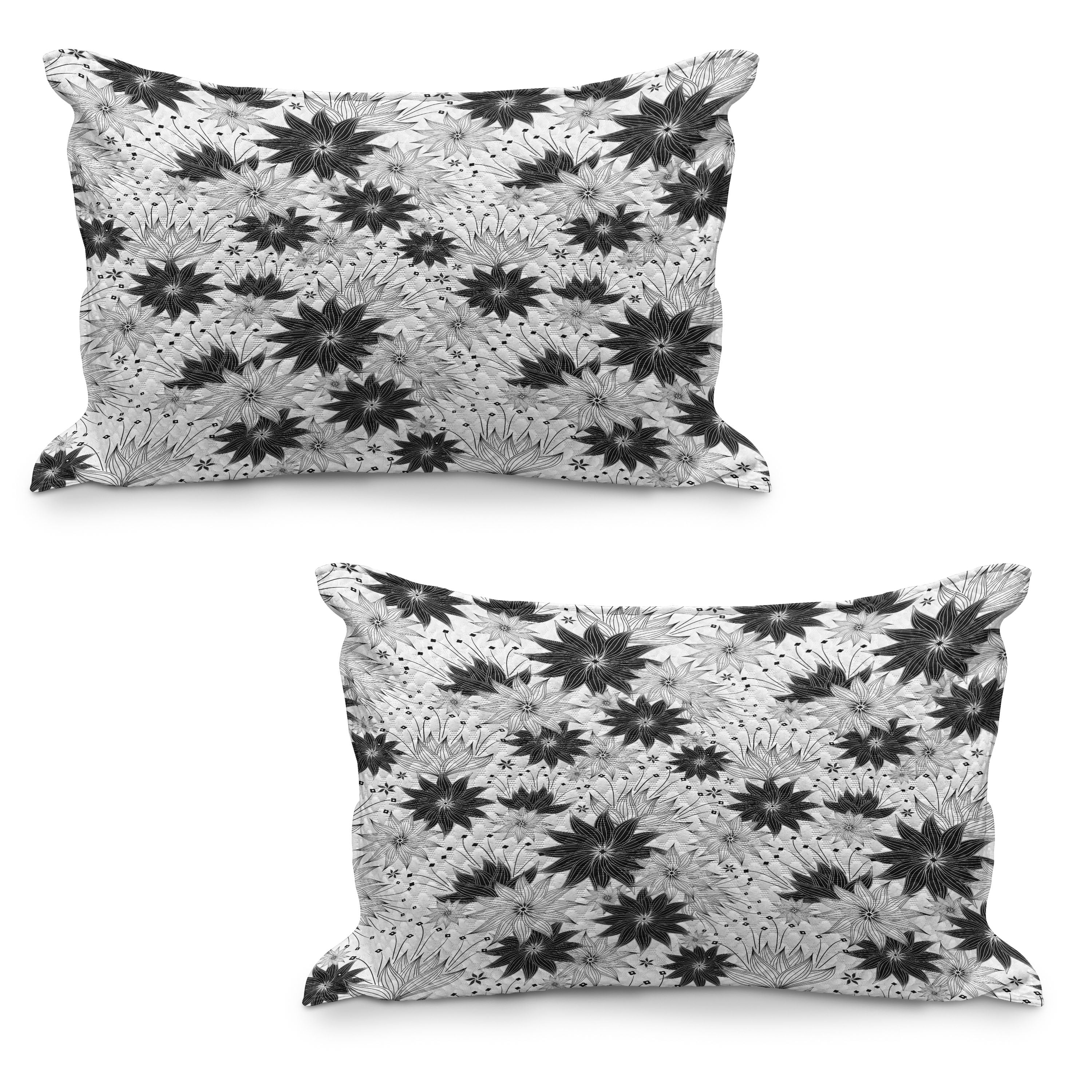 Grey Quilted Pillowcover Set of 2, Illustration of Old Fashion Various