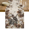 thumbnail image 1 of Grey Rabbits Table Runner - 120 Inch Long Pine Cones Brown Plants Rustic Leaves Vintage Cotton and Linen Blended Dress Scarves Farmhouse Table Runner for Kitchen Dining, Coffee Table, 13" x 120", 1 of 8
