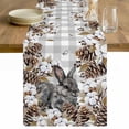 thumbnail image 1 of Grey Rabbits Table Runner - 36 Inch Long Pine Cones Brown Plants Grey Checkered Farmhouse Cotton and Linen Blended Dress Scarves Farmhouse Table Runner for Kitchen Dining, Coffee Table, 13" x 36", 1 of 8